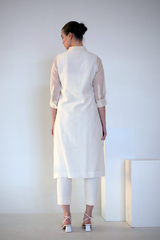 Fern a-Line Kurta Set Ivory Palm Tree