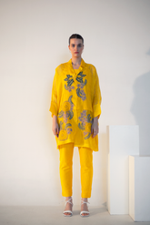 Fern Raglan Sleeve Shirt Set Yellow Crochet