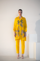 Fern Raglan Sleeve Shirt Set Yellow Crochet