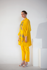 Fern Raglan Sleeve Shirt Set Yellow Crochet