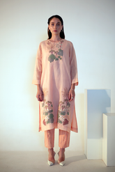 Fern Kurta Set Blush Pink Palm Tree