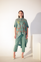 Fern Anti-Fit High-Low Co-Ord Set Pine Green Crochet