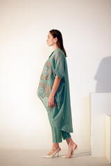 Fern Anti-Fit High-Low Co-Ord Set Pine Green Crochet