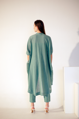 Fern Anti-Fit High-Low Co-Ord Set Pine Green Crochet