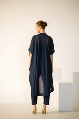 Fern Anti-Fit High-Low Co-Ord Set Midnight Blue Palm Tree