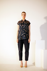 Fern Shirt Co-Ord Set Midnight Blue Crochet Line