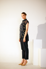 Fern Shirt Co-Ord Set Midnight Blue Crochet Line