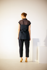 Fern Shirt Co-Ord Set Midnight Blue Crochet Line