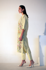 Fern Long Kurta Set Lime Green