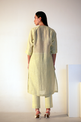 Fern Long Kurta Set Lime Green