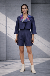 Mizu Navy Cropped Jacket Set