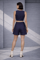 Mizu Navy Cropped Jacket Set
