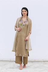 Dawn Yoke Suit Set Pale Brown