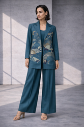 Mizu Teal Mid-Length Jacket Set