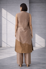 Mizu Beige Cut Sleeves Kurta Set