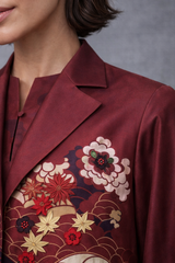 Mizu Maroon Long Jacket Set