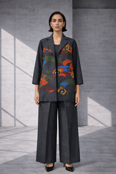 Mizu Charcoal Grey Mid-Length Jacket Set