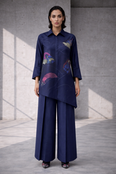 Mizu Navy Asymmetrical Co-ord Set