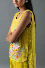 Tresor Crop Co-Ord Set Lime Green