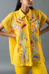 Tresor Pleated Co-Ord Set Sunrise Yellow