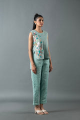 Tresor Crop Co-Ord Set Aqua Blue