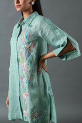 Tresor Short Kurta Set Aqua Blue