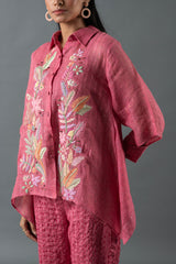 Tresor Drape Co-Ord Set Cerise Pink