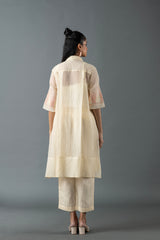 Tresor High Low Kurta Set Light Ivory