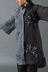 Tresor Kurta Set Slate Grey & Charcoal Black