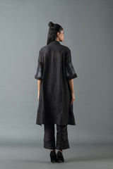 Tresor High Low Kurta Set Charcoal Black