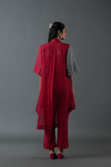 Tresor Kurta Co-Ord Set Slate Grey & Mahroon