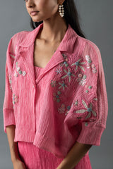 Tresor Crop Co-Ord Set Rose Pink