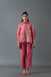 Tresor Drape Co-Ord Set Cerise Pink