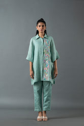 Tresor Short Kurta Set Aqua Blue