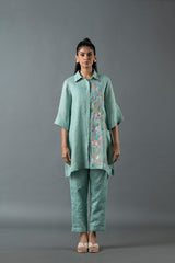 Tresor Short Kurta Set Aqua Blue
