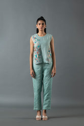 Tresor Crop Co-Ord Set Aqua Blue