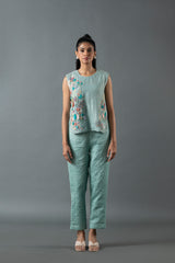 Tresor Crop Co-Ord Set Aqua Blue