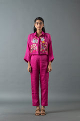 Tresor Crop Jacket Co-Ord Set Magenta