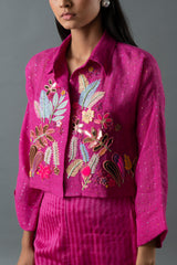 Tresor Crop Jacket Co-Ord Set Magenta