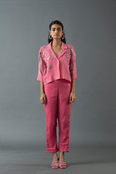 Tresor Crop Co-Ord Set Rose Pink