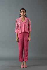 Tresor Crop Co-Ord Set Rose Pink