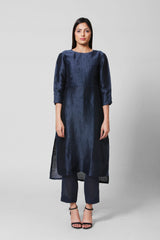 Blossom Kurta Set With Embroidered Dupatta Midnight Blue