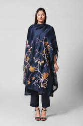 Blossom Kurta Set With Embroidered Dupatta Midnight Blue