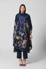 Blossom Kurta Set With Embroidered Dupatta Midnight Blue