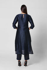 Blossom Kurta Set With Embroidered Dupatta Midnight Blue
