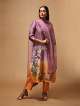 Floris Ombre Kurta Set with Dupatta Purple Yellow