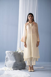 Tresor Lapel Kurta Set Ivory