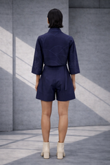 Mizu Navy Cropped Jacket Set