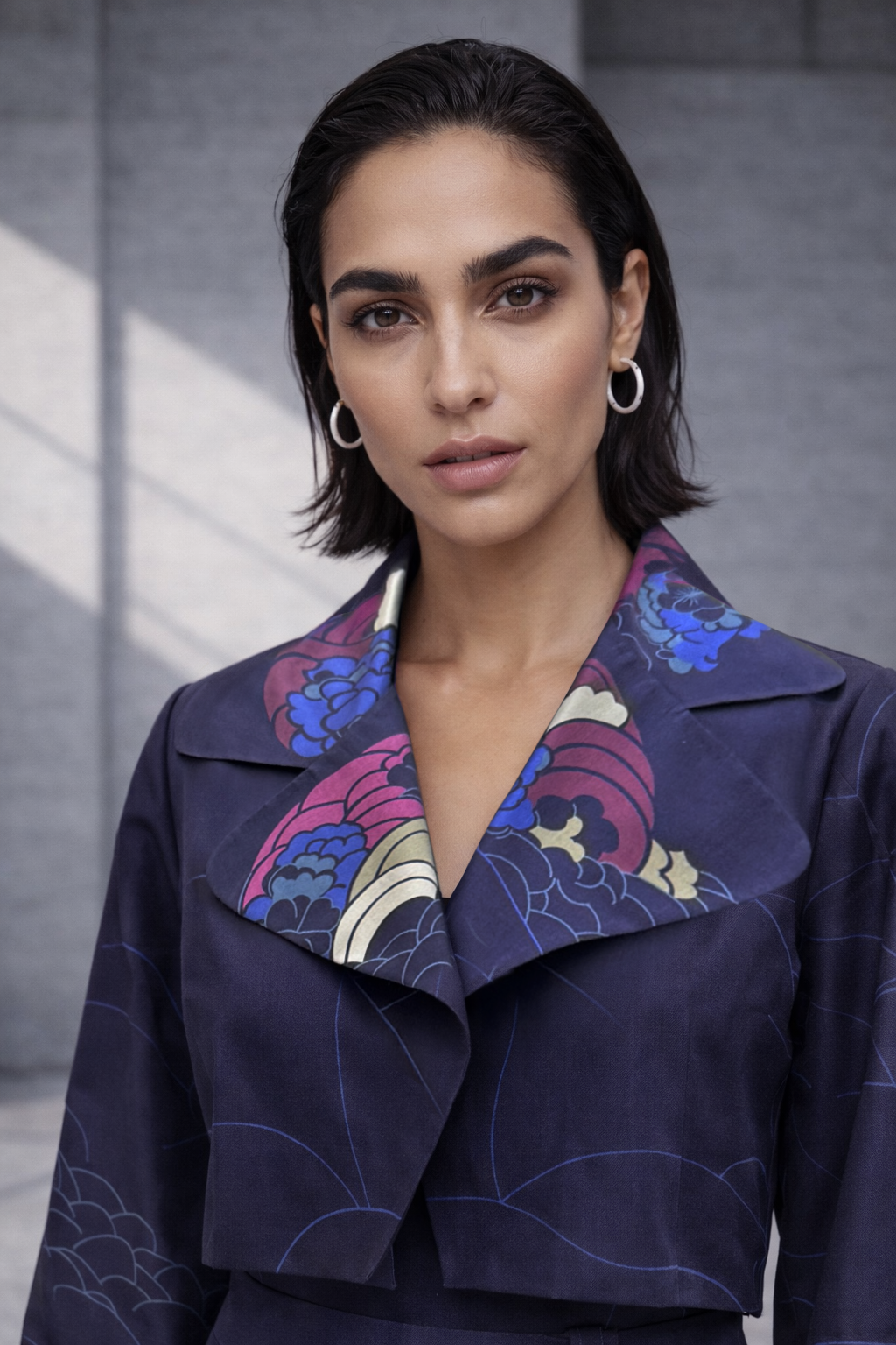 Mizu Navy Cropped Jacket Set