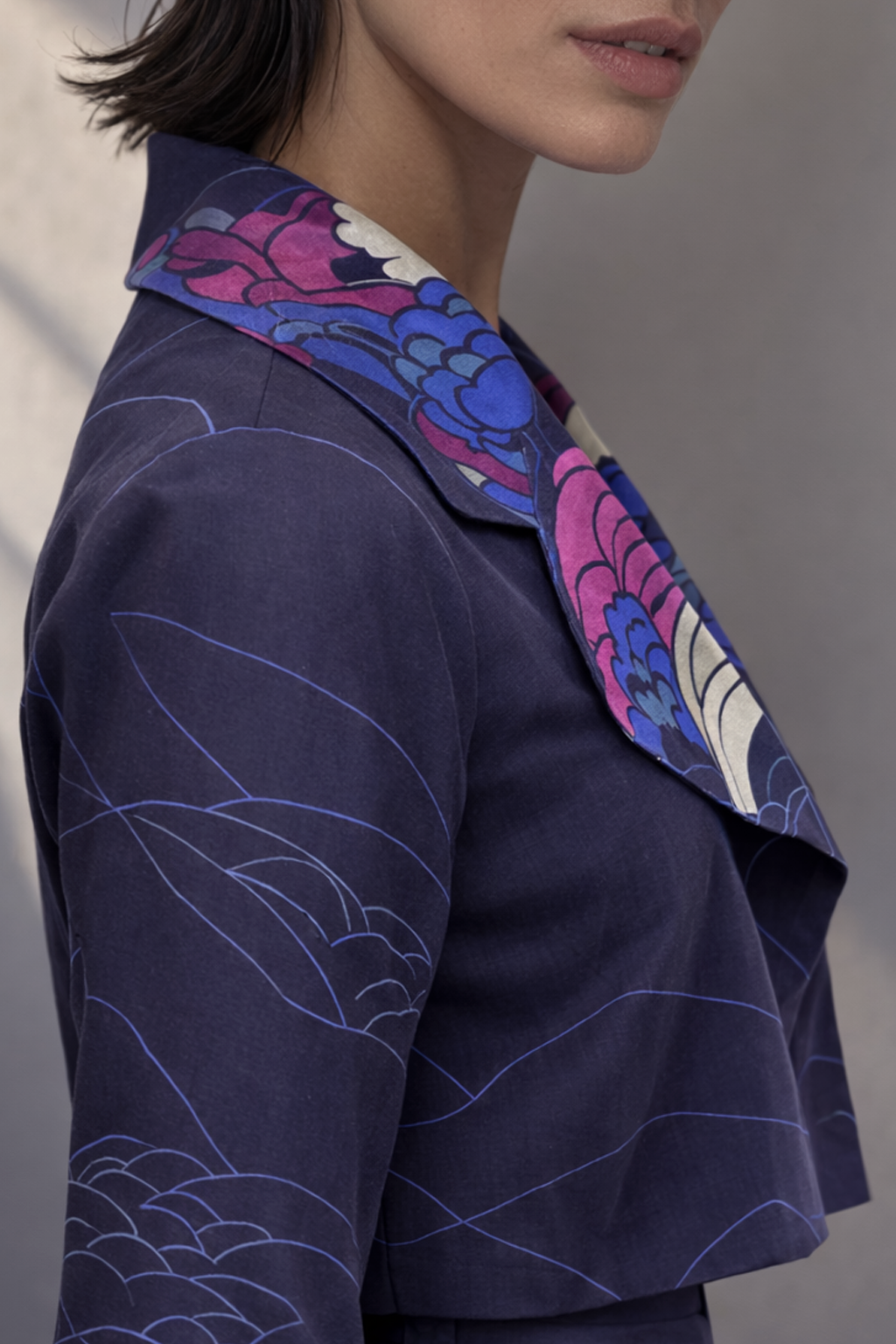 Mizu Navy Cropped Jacket Set